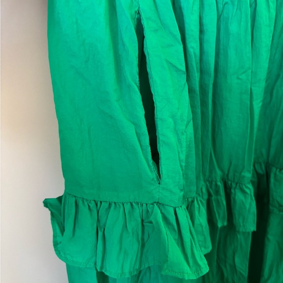 Amanda Uprichard size M Dress Elegant Green Ruffled Tiered Midi - Picture 5 of 7